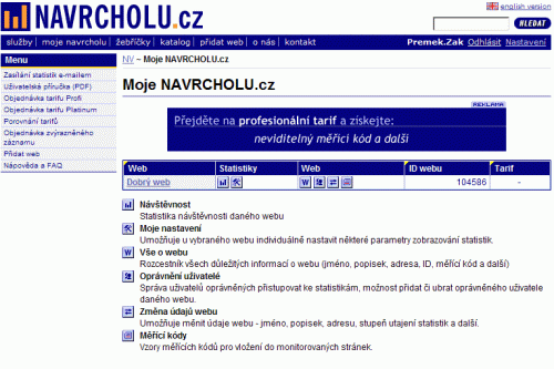 Administrace - Moje Navrcholu