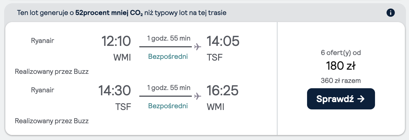Loty z Warszawy do Wenecji w Listopadzie