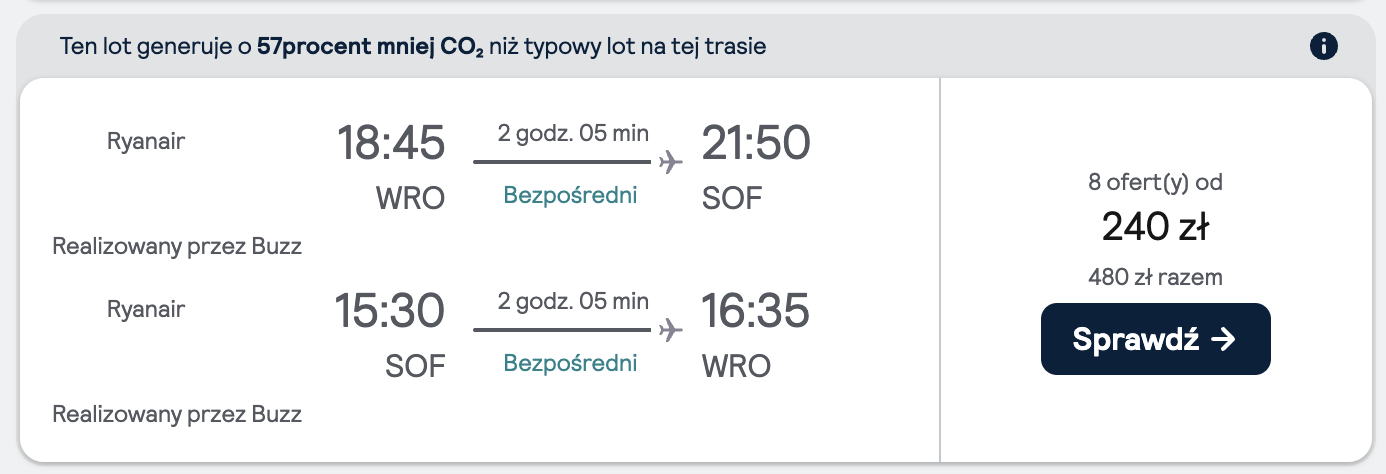 Loty na sylwestra: Wrocław - Sofia, Bułgaria (31 grudnia - 5 stycznia)
