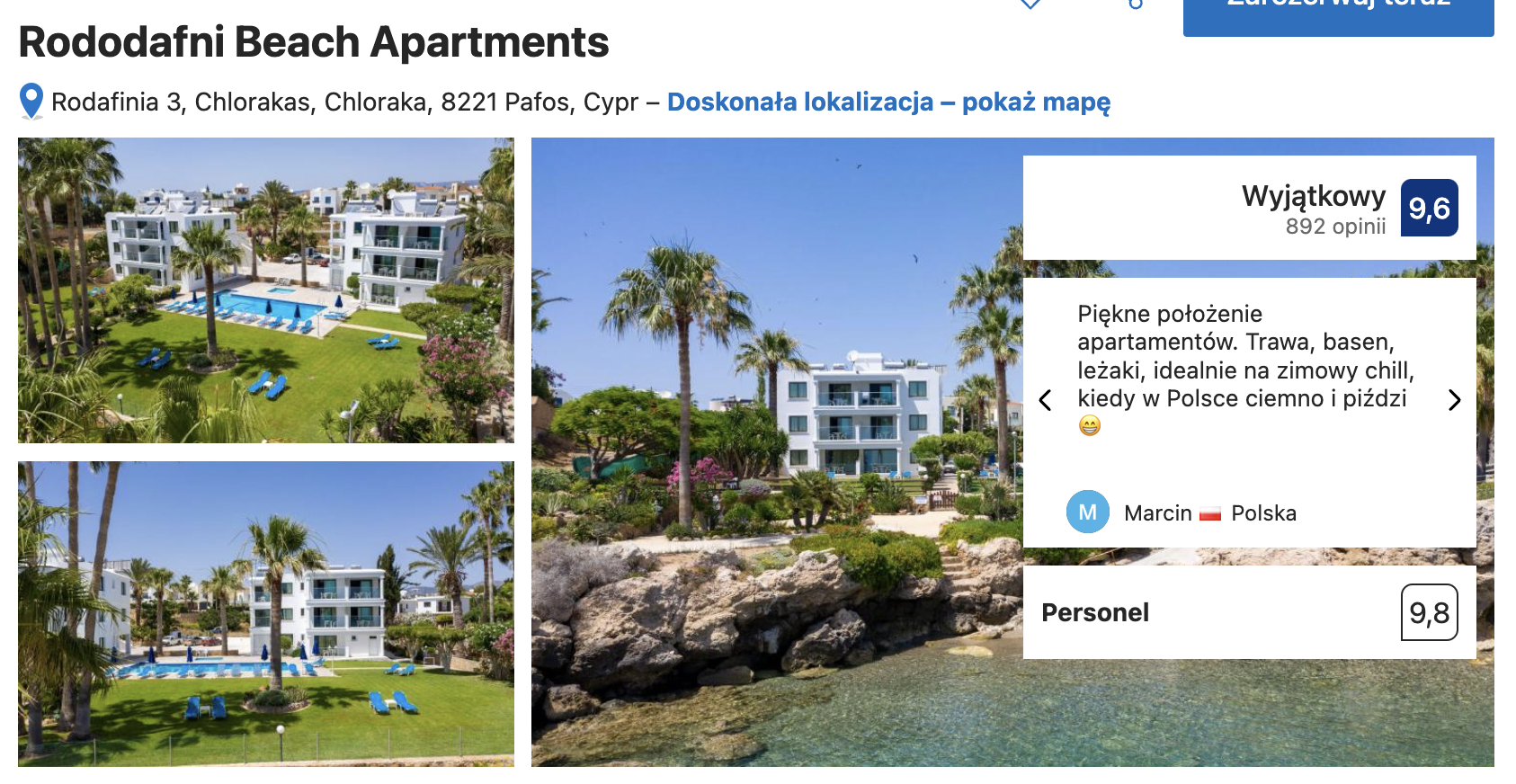 Apartament z 1 sypialnią w Rododafni Beach Apartments, 17 - 24 marca 2024. Cena: 731 PLN/os