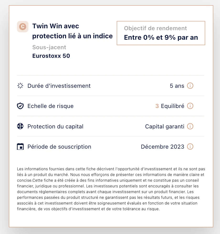 exemple de produit structuré : Twin win avec protection du capital