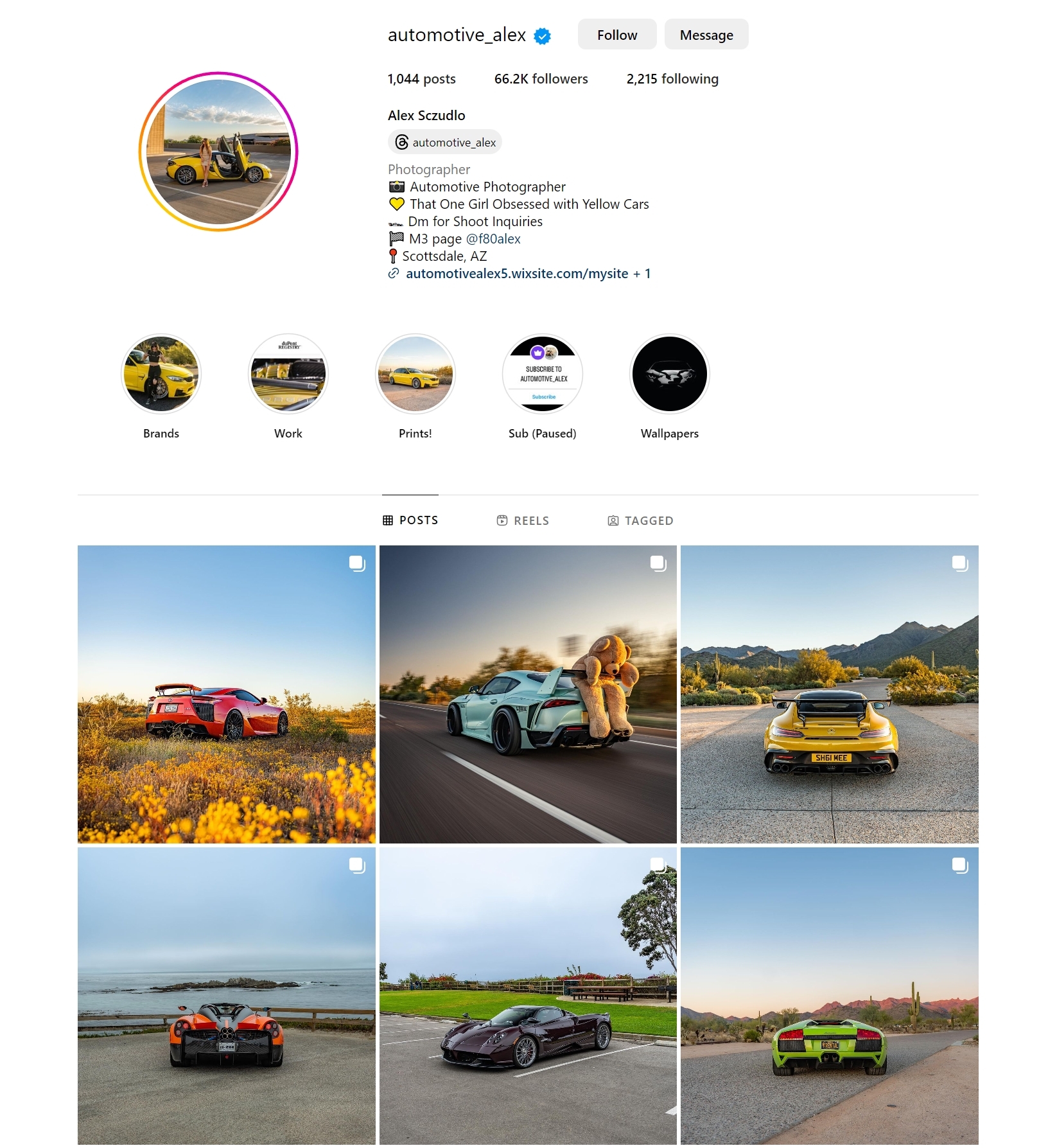 Alex Sczudlo Instagram sceenshot.