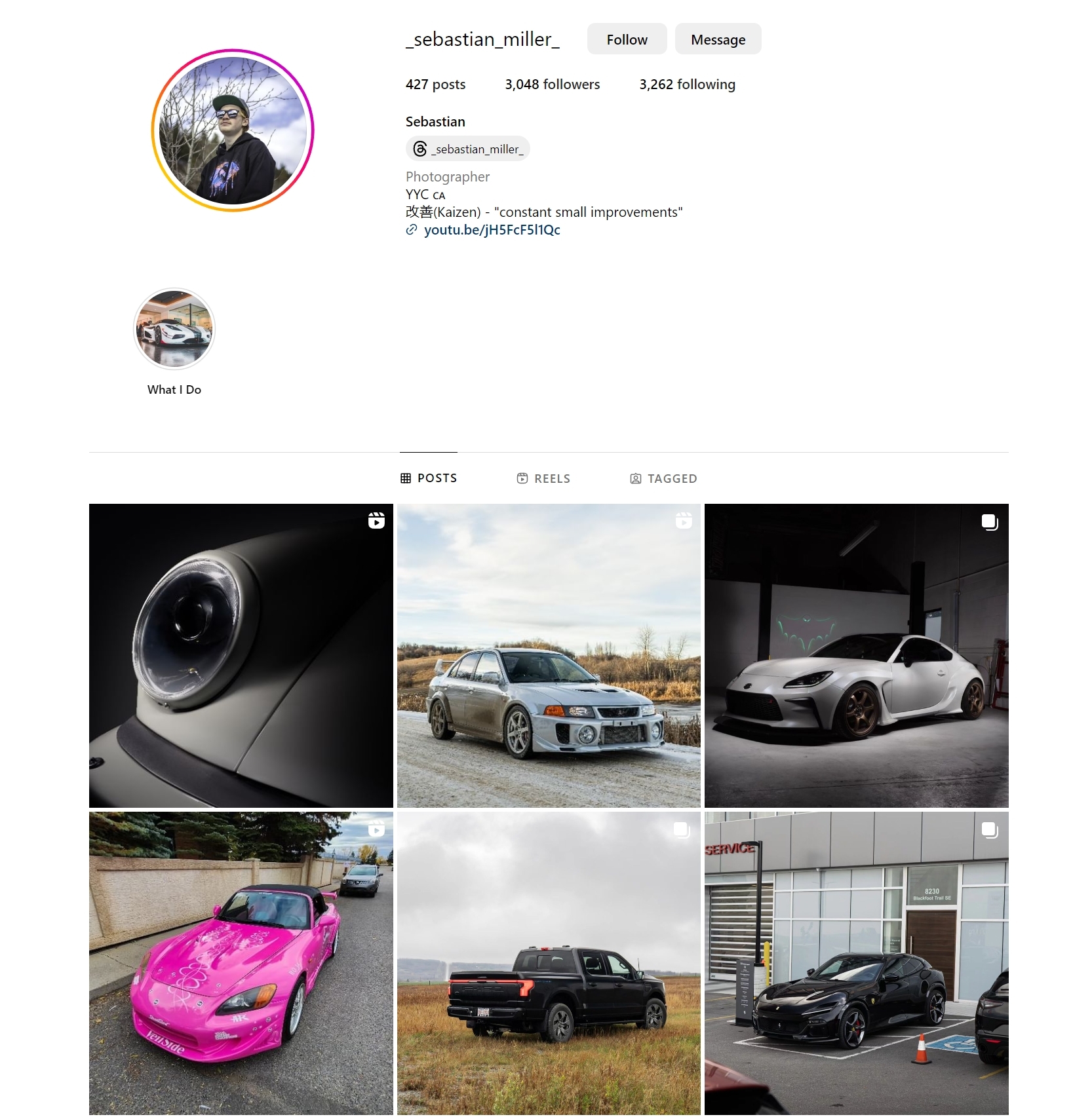Sebastian Miller Instagram screenshot.