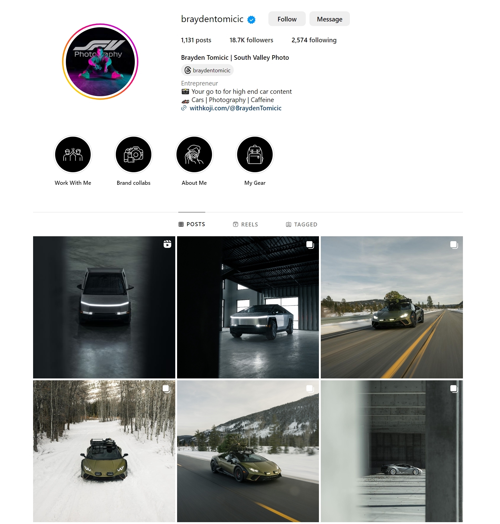 Brayden Tomicic Instagram screenshot.
