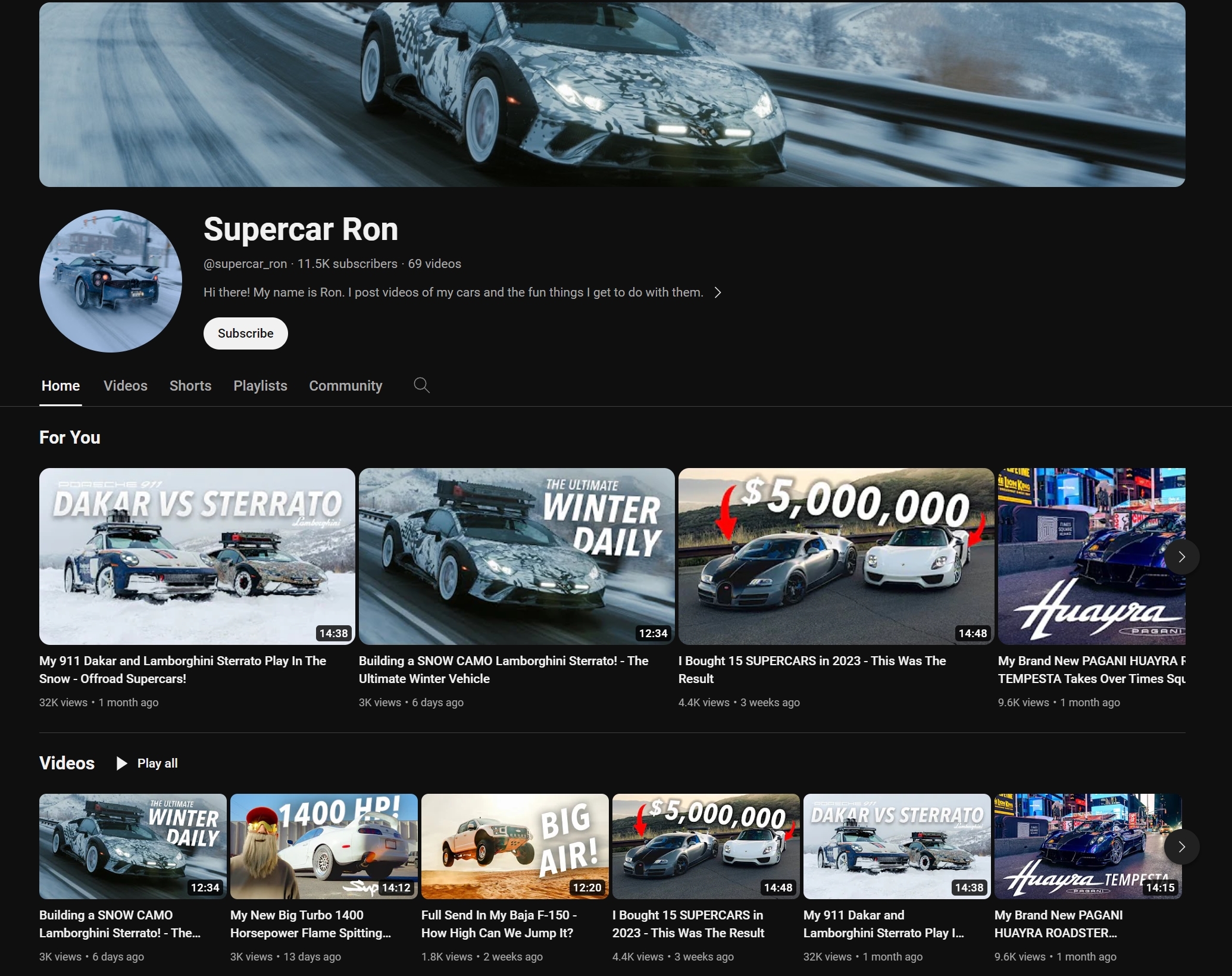 Supercar Ron youtube channel