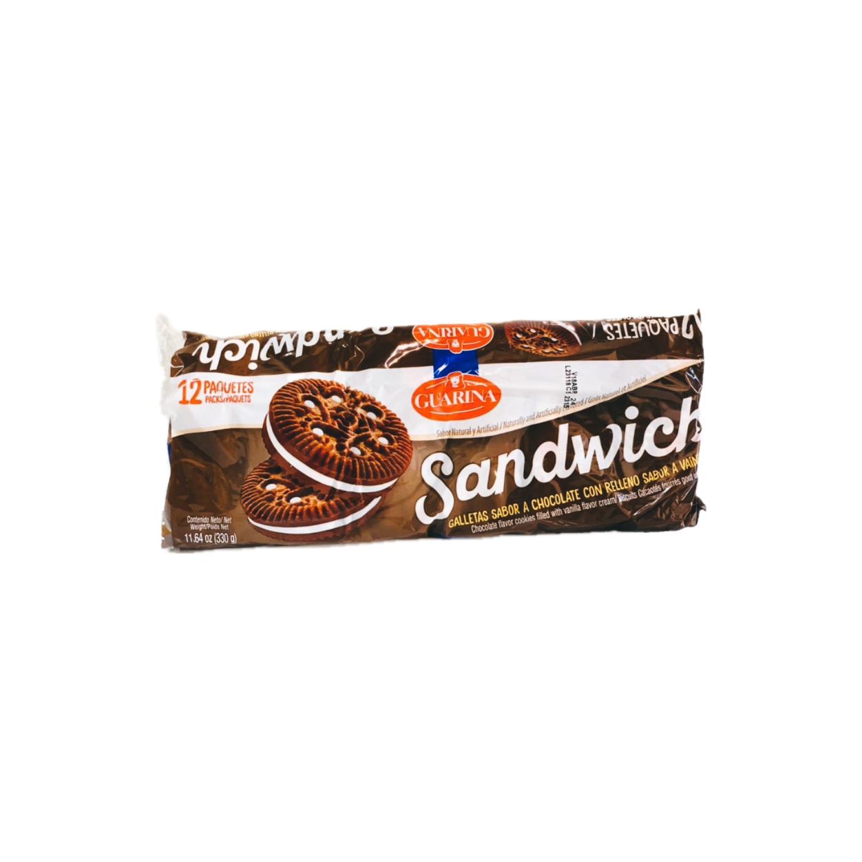 Galletas Sabor Chocolate Relleno Sabor Vainilla 12 Pqts