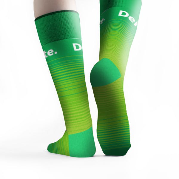 Back View of Quick Ship Custom Sock for Deloitte Rush Project