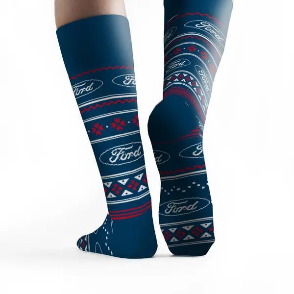 Custom socks for Ford by Sock Club rear view