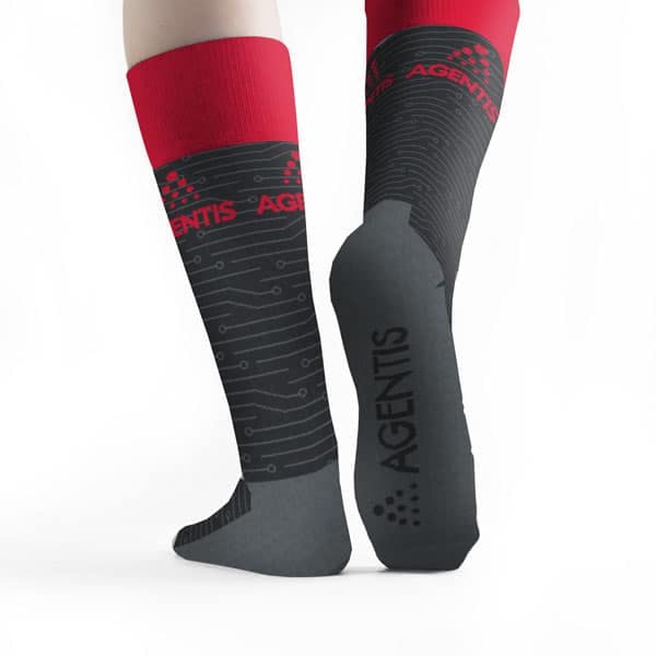 Custom socks for agentis, swag for brand promotion and awareness