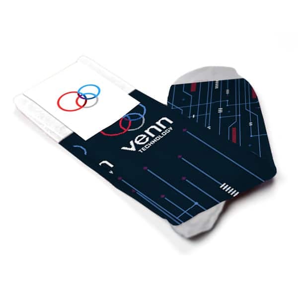 Custom Socks for Venn Technology Employee Appreciation and Corporate Gifting