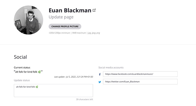 Cómo solicitar y editar tu perfil de artista de Deezer - Euan Blackman