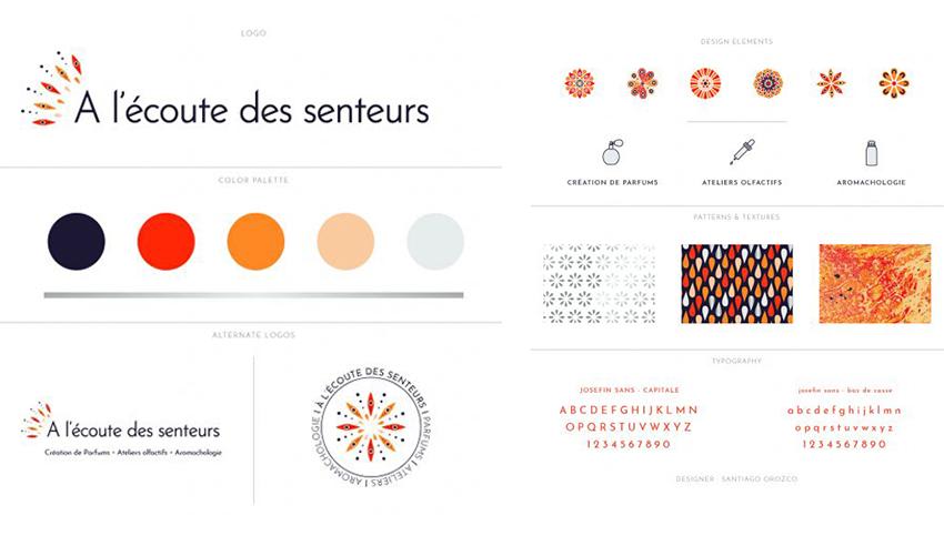 Charte graphique de la marque de parfums : A l’écoute des senteurs