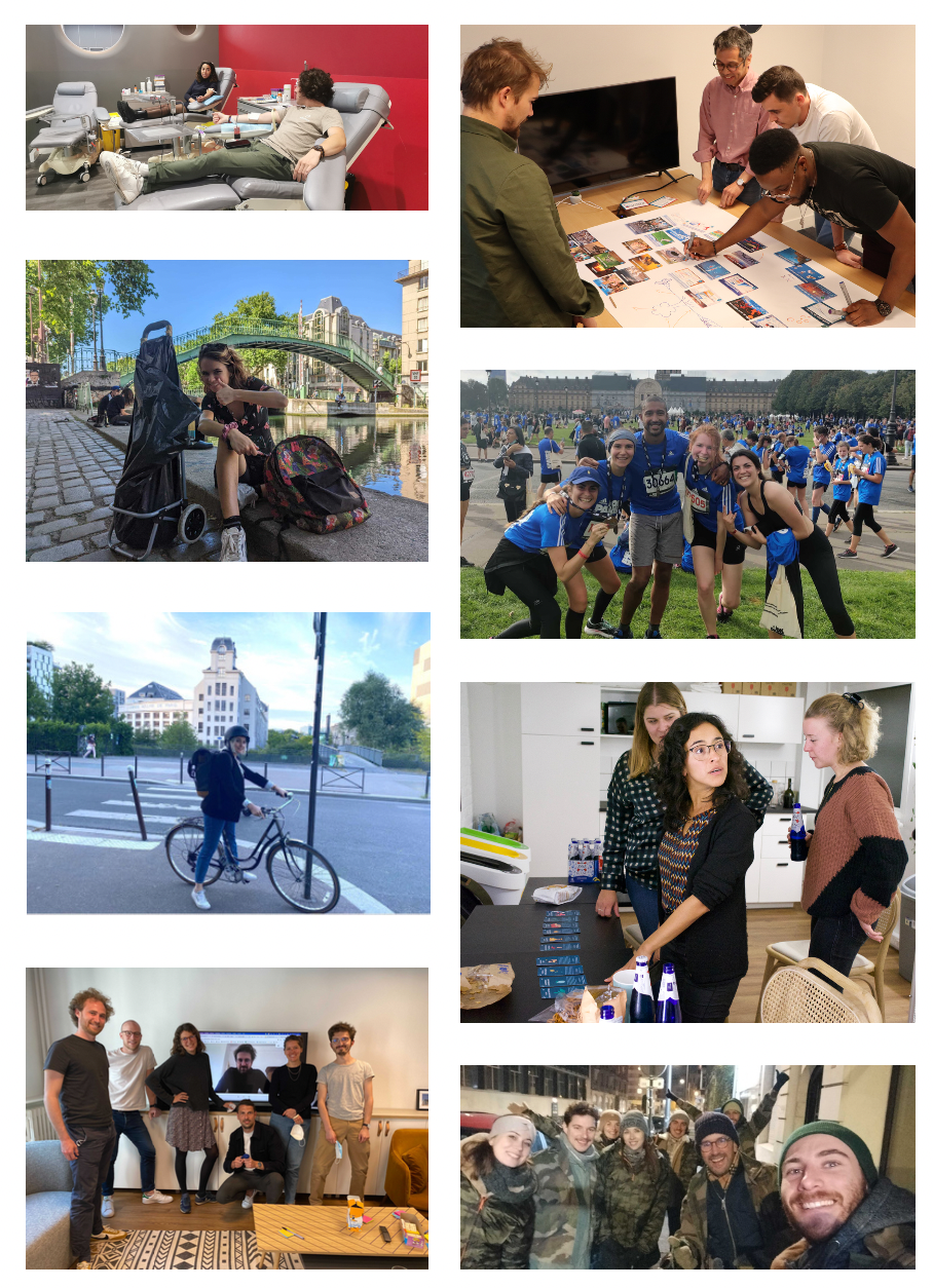 Don du sang, fresque du climat, subventions pour vélos, apéros hub4good, mécénat, etc