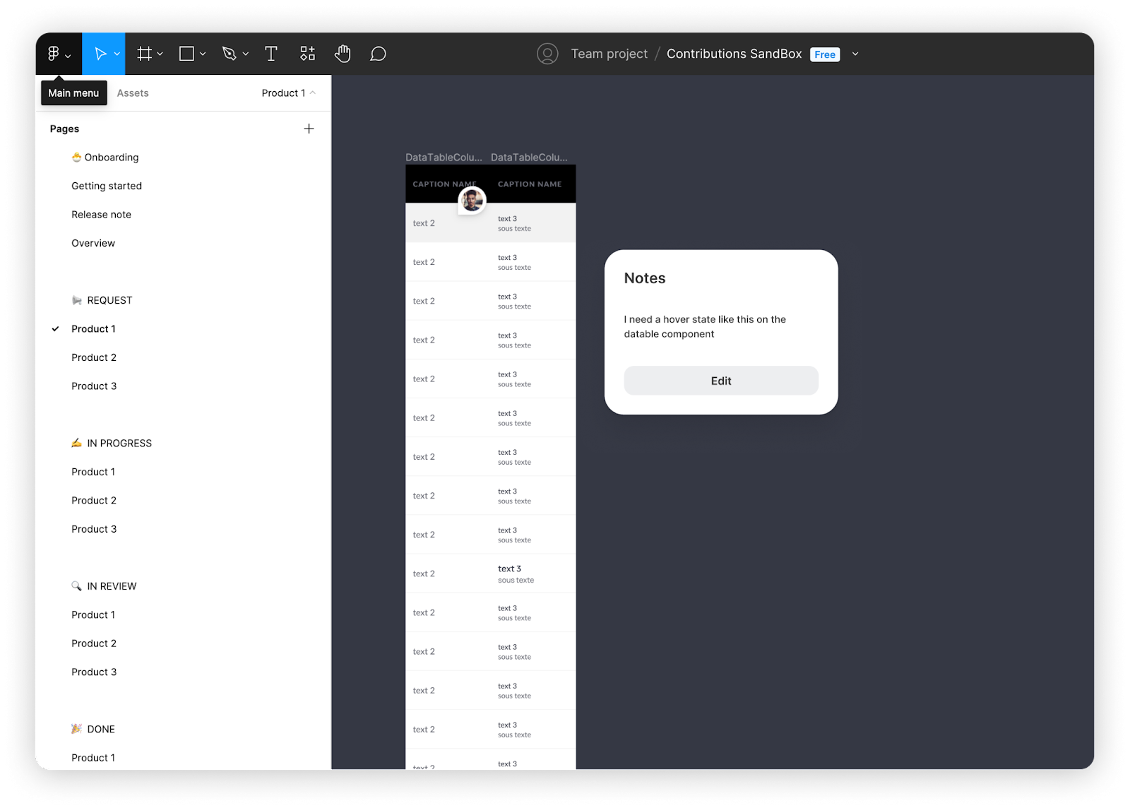 Exemple de Contribution Sandbox sur Figma