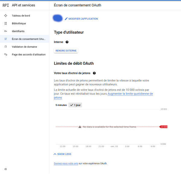 Ecran de consentement OAuth