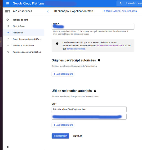 Redirection du backend