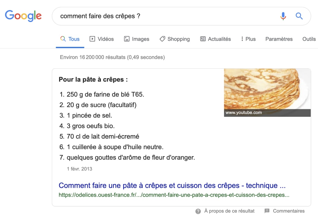 position 0 d’une recherche sur Google