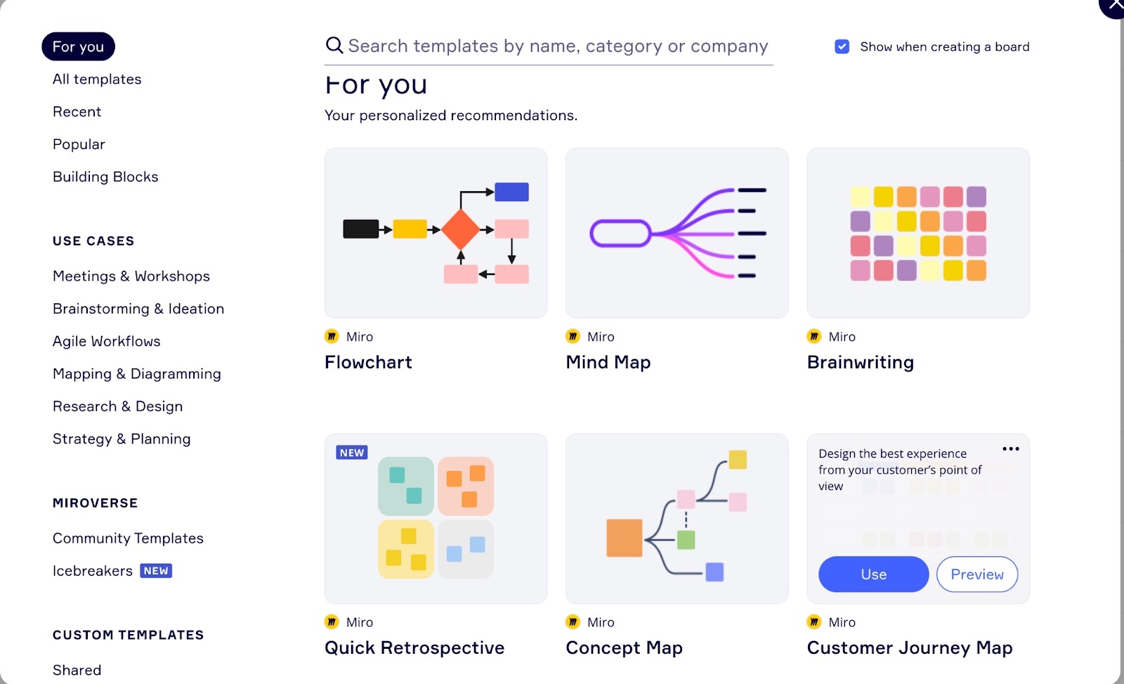 Templates Miro - atelier hybride