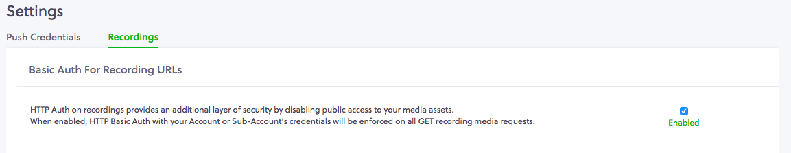 Enabling auth-for-recordings