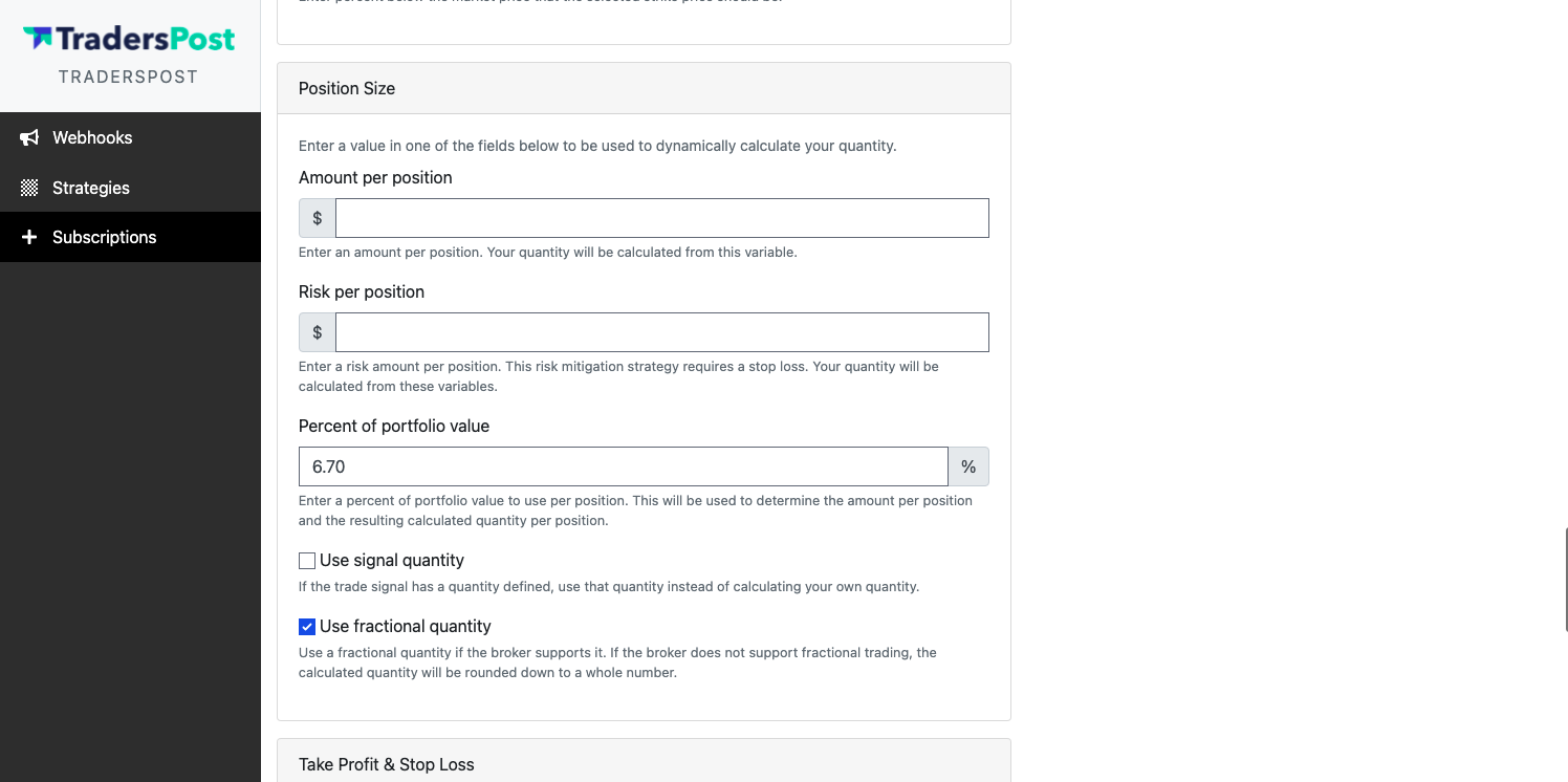 Edit Strategy Subscription