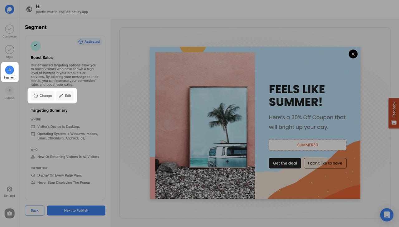segment düzenleme geri dönüş veya yeni