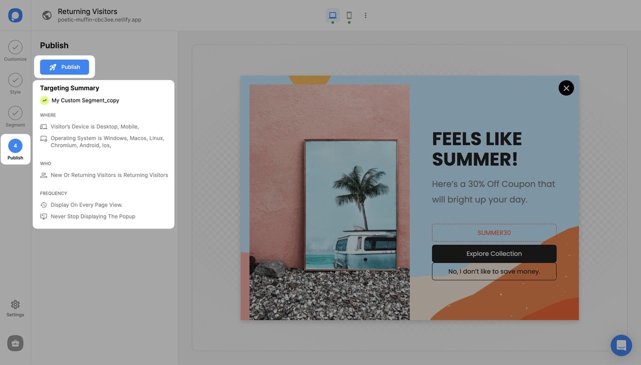 yeni veya geri dönenin yayın adımı
