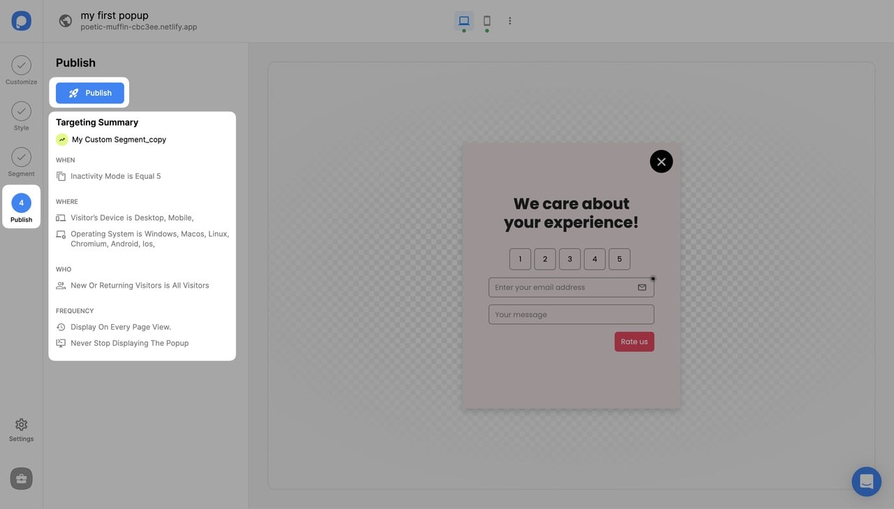 hedefleme yayınlama adımı