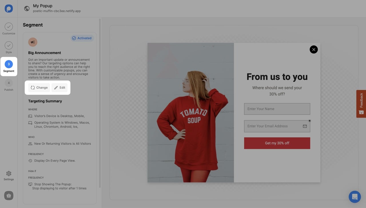 oluşturucuda segment adımı