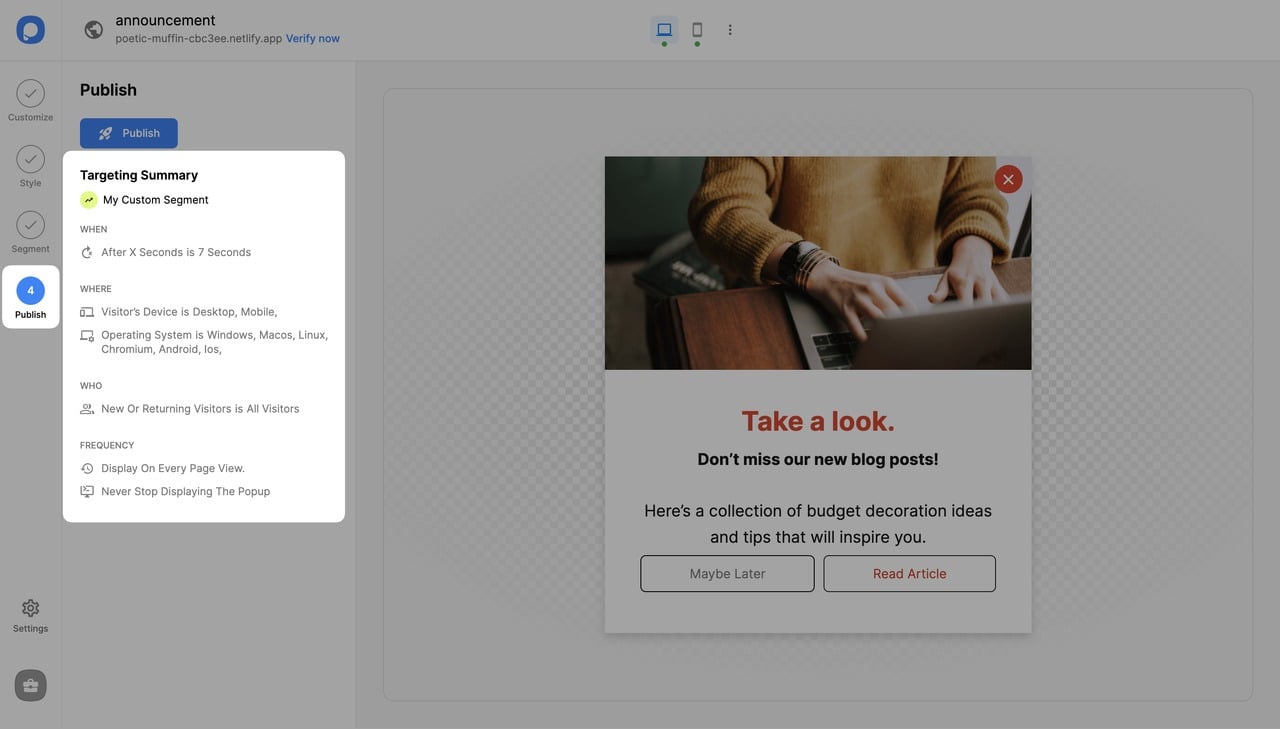 x saniye sonra hedefleme özeti