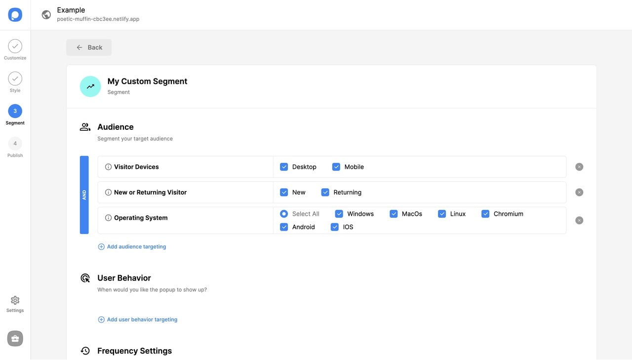 custom segment screen