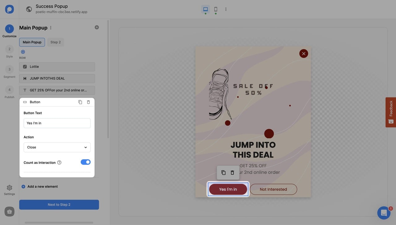 ana popup butonları