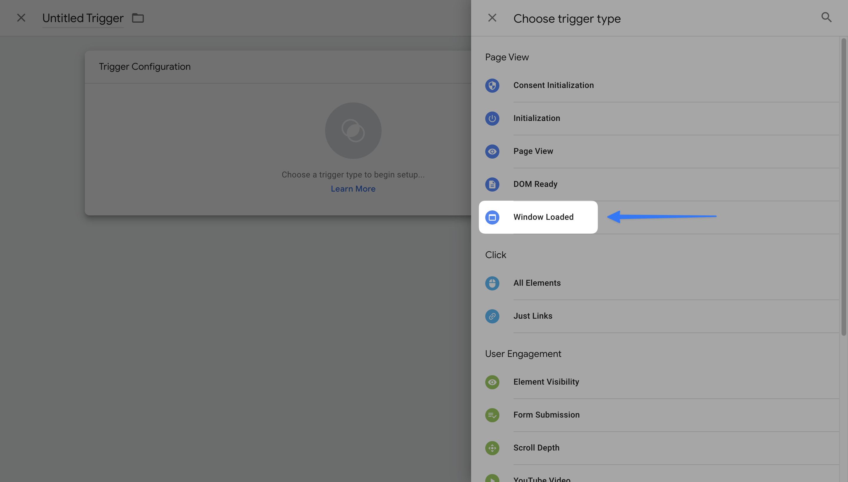 GTM'de window loaded