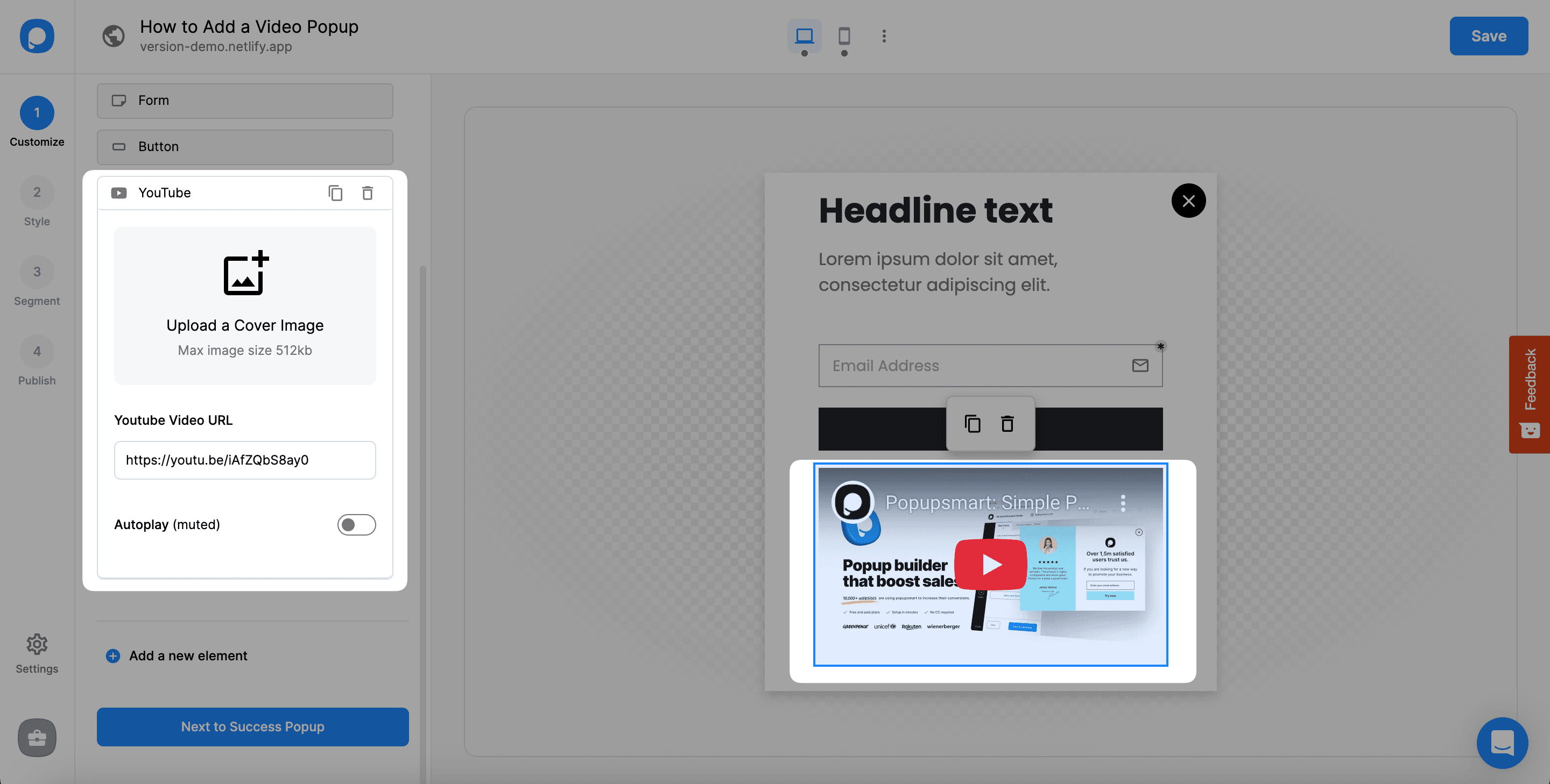 youtube elementini özelleştirme