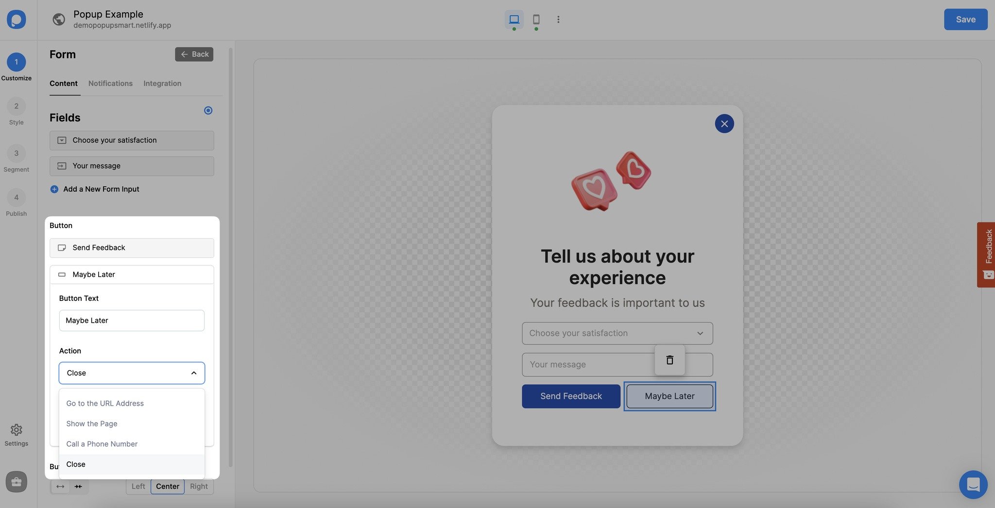 tetikleyicileri butonlara ayarlama