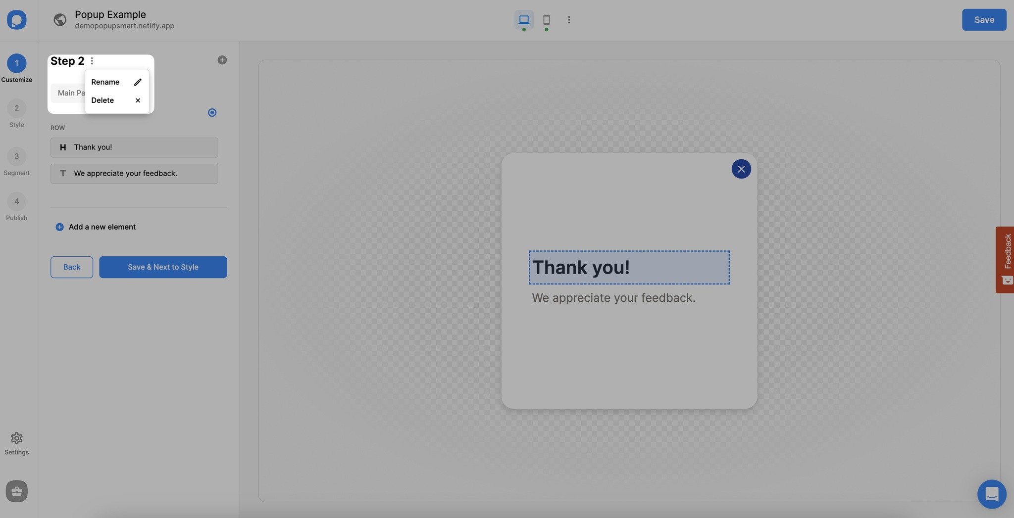 popup ikinci adım ayarları