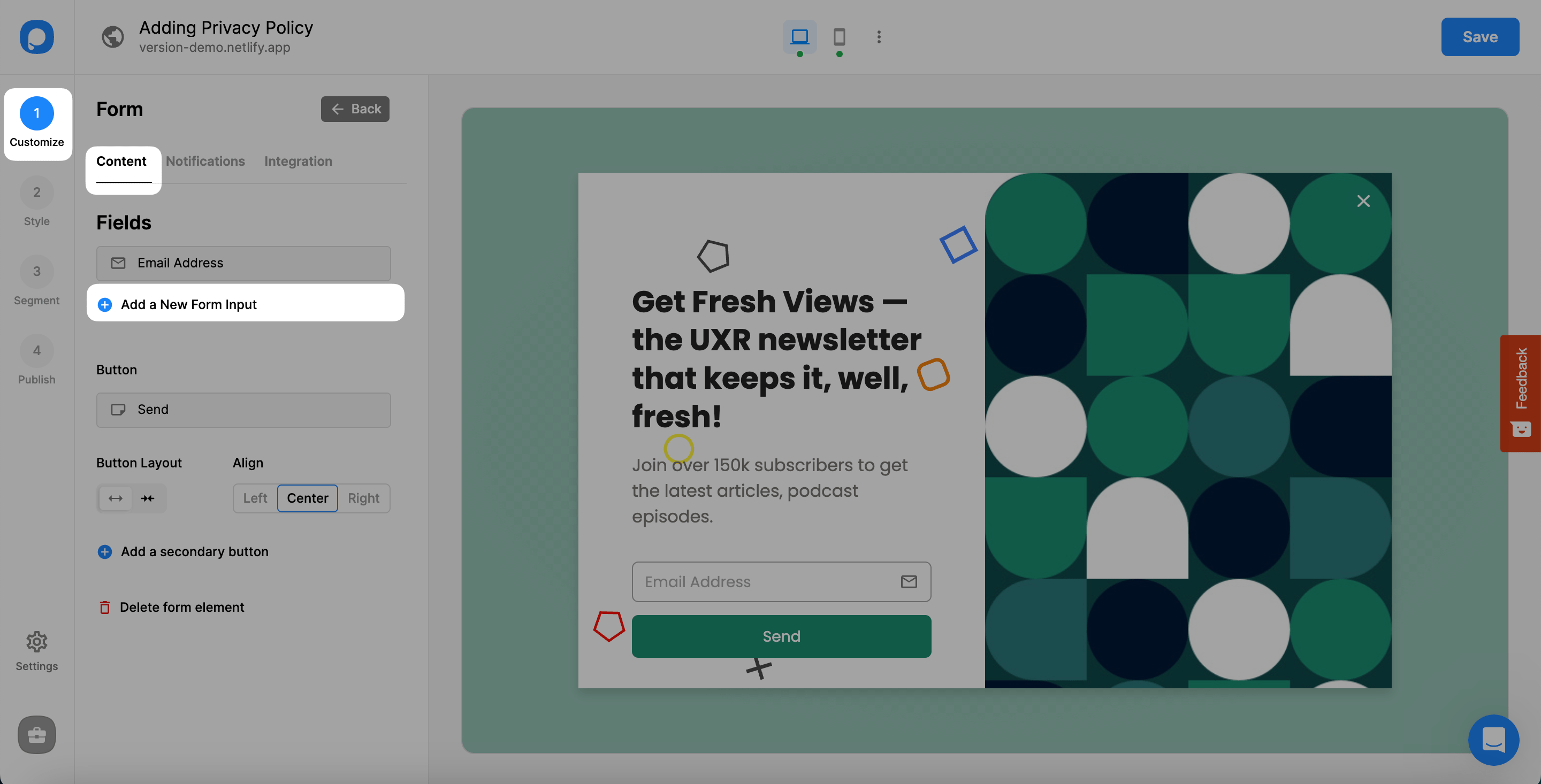 yeni form girişi ekle