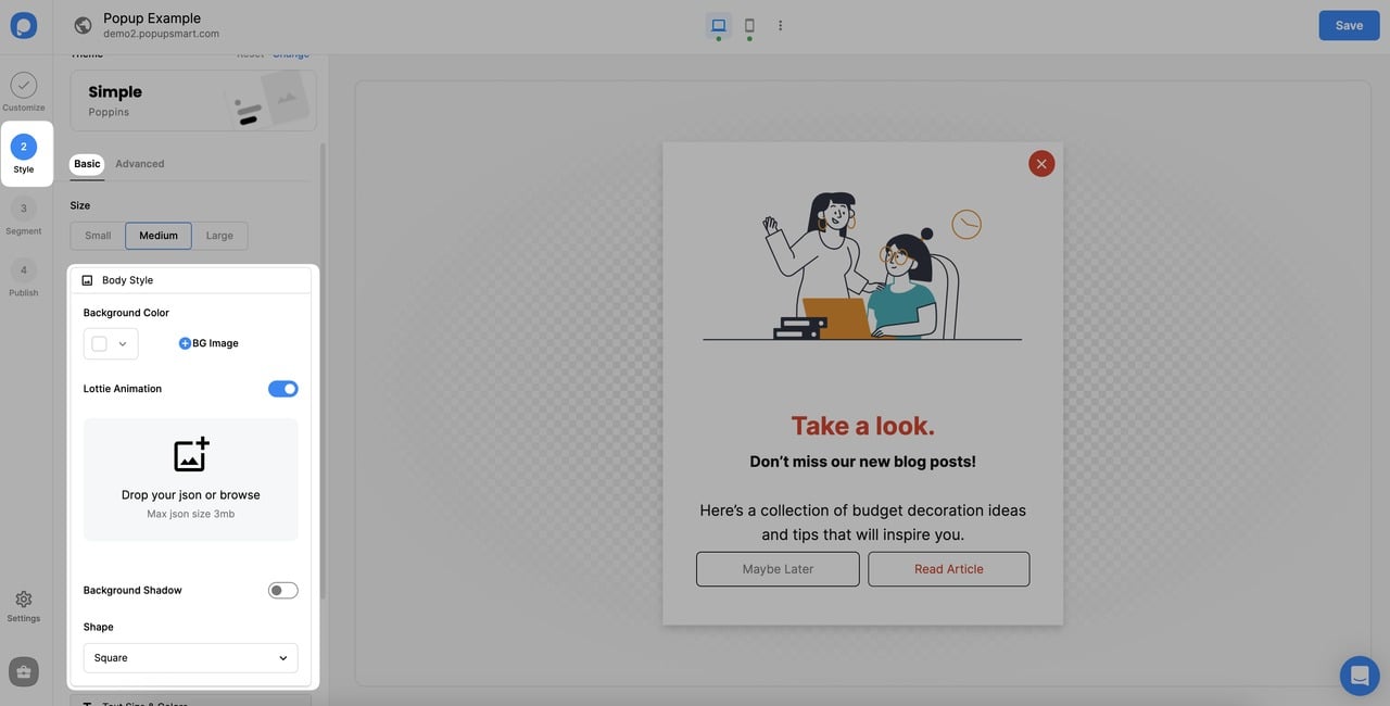 arka plana lottie ekleme