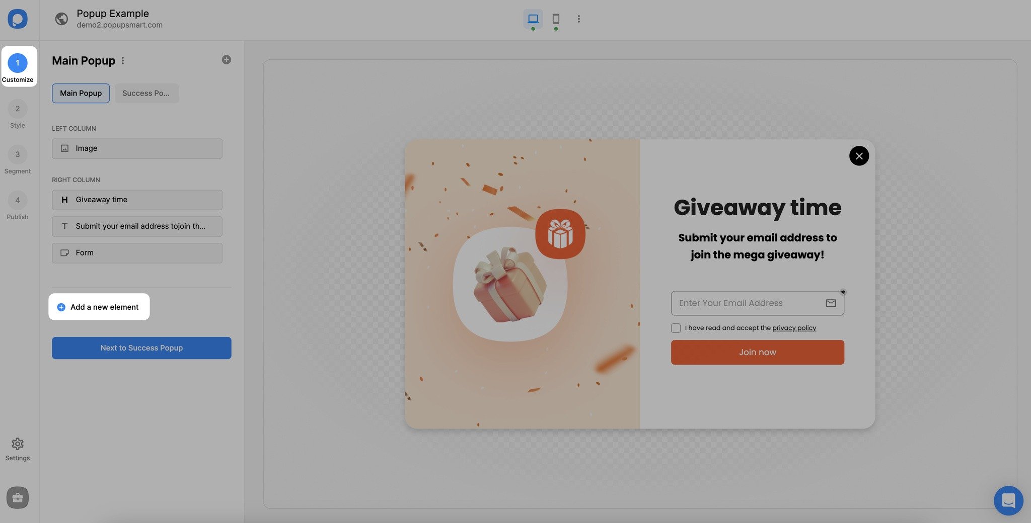 açılır pencereye yeni bir öğe ekleme