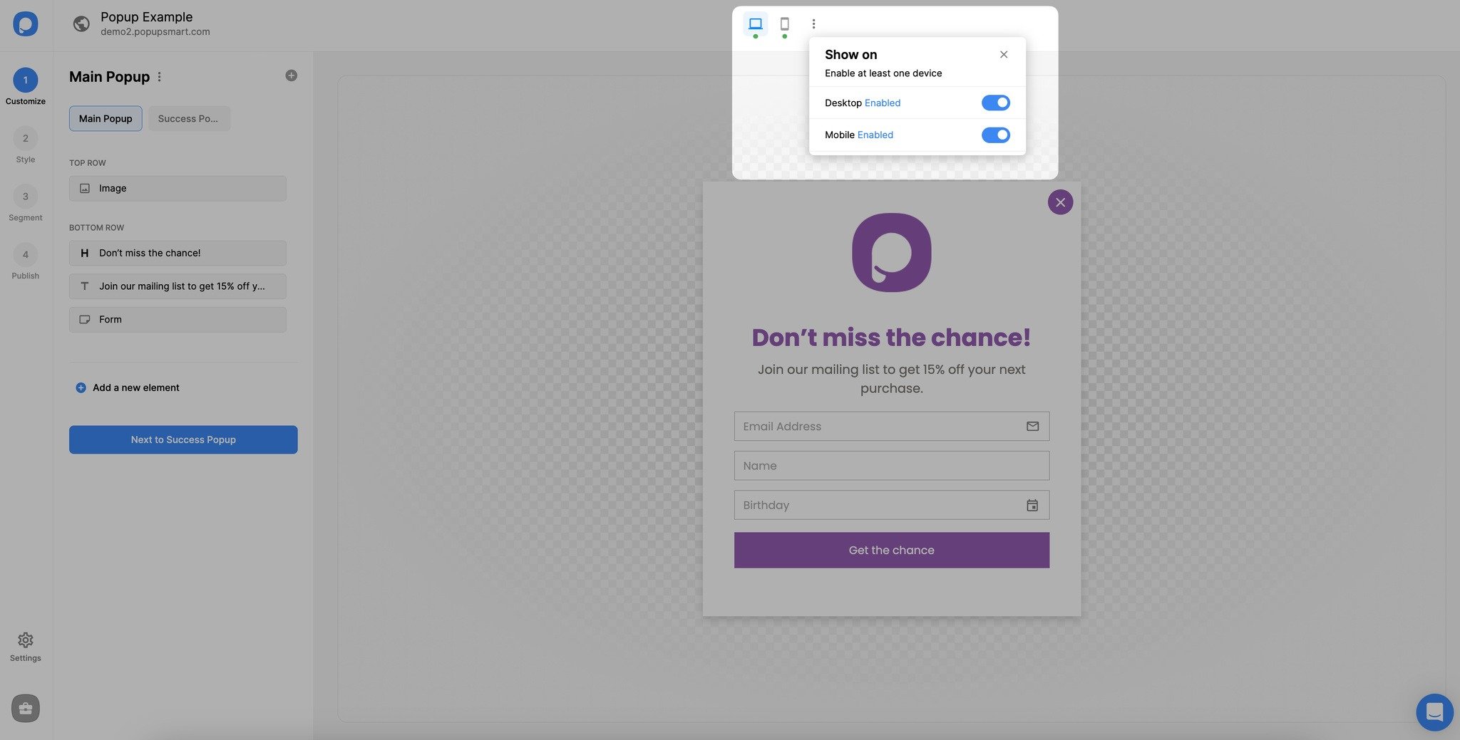 enabling and disabling desktop and mobile view part