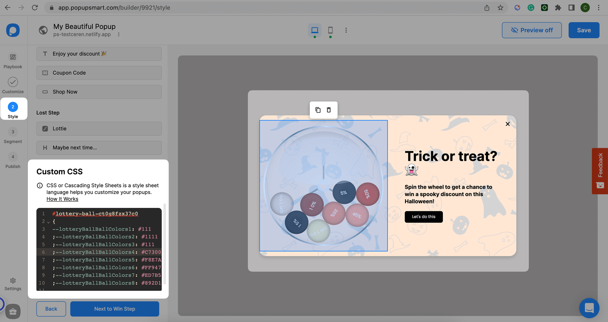 piyango topu popup için css kodları
