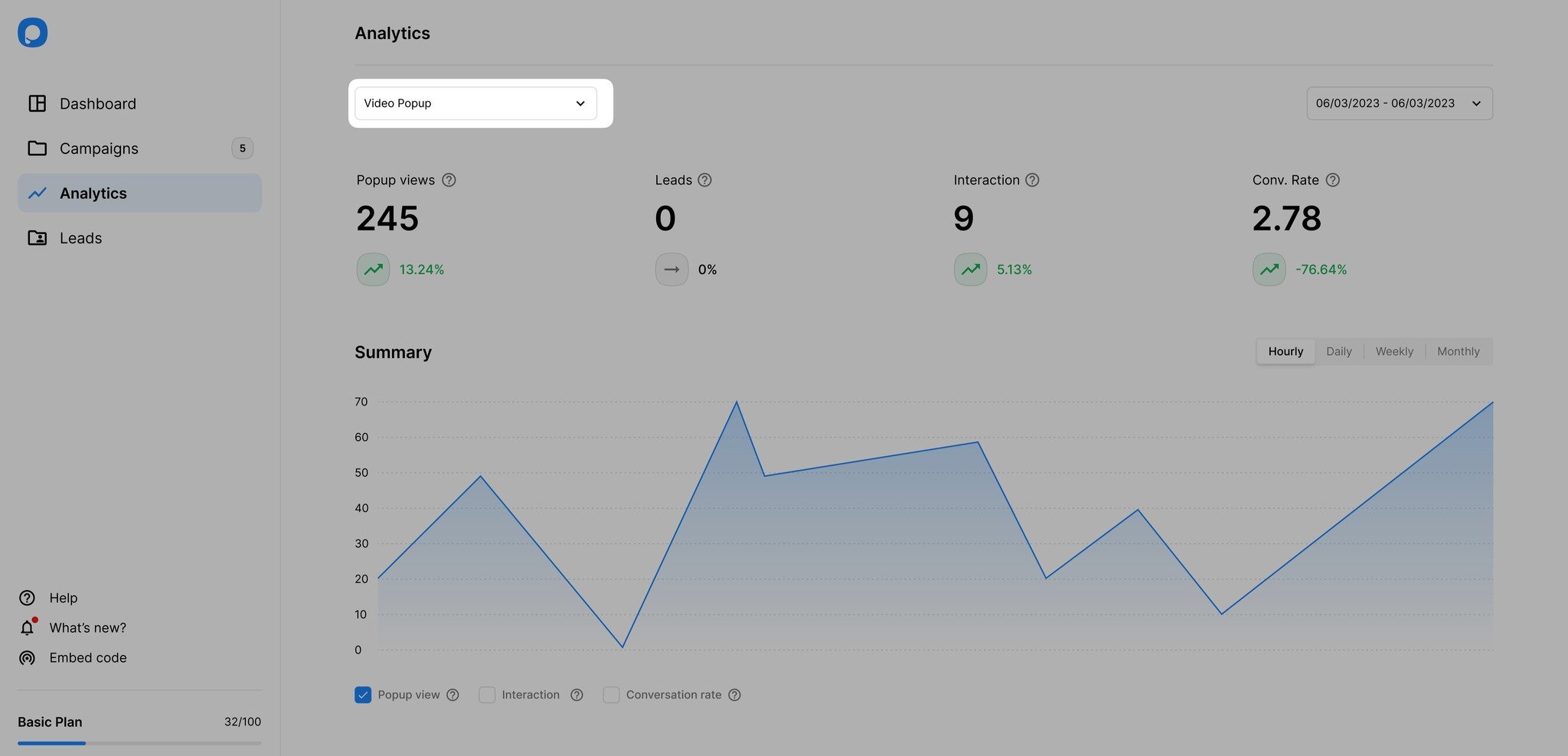 analiz sayfasında kampanya seçme