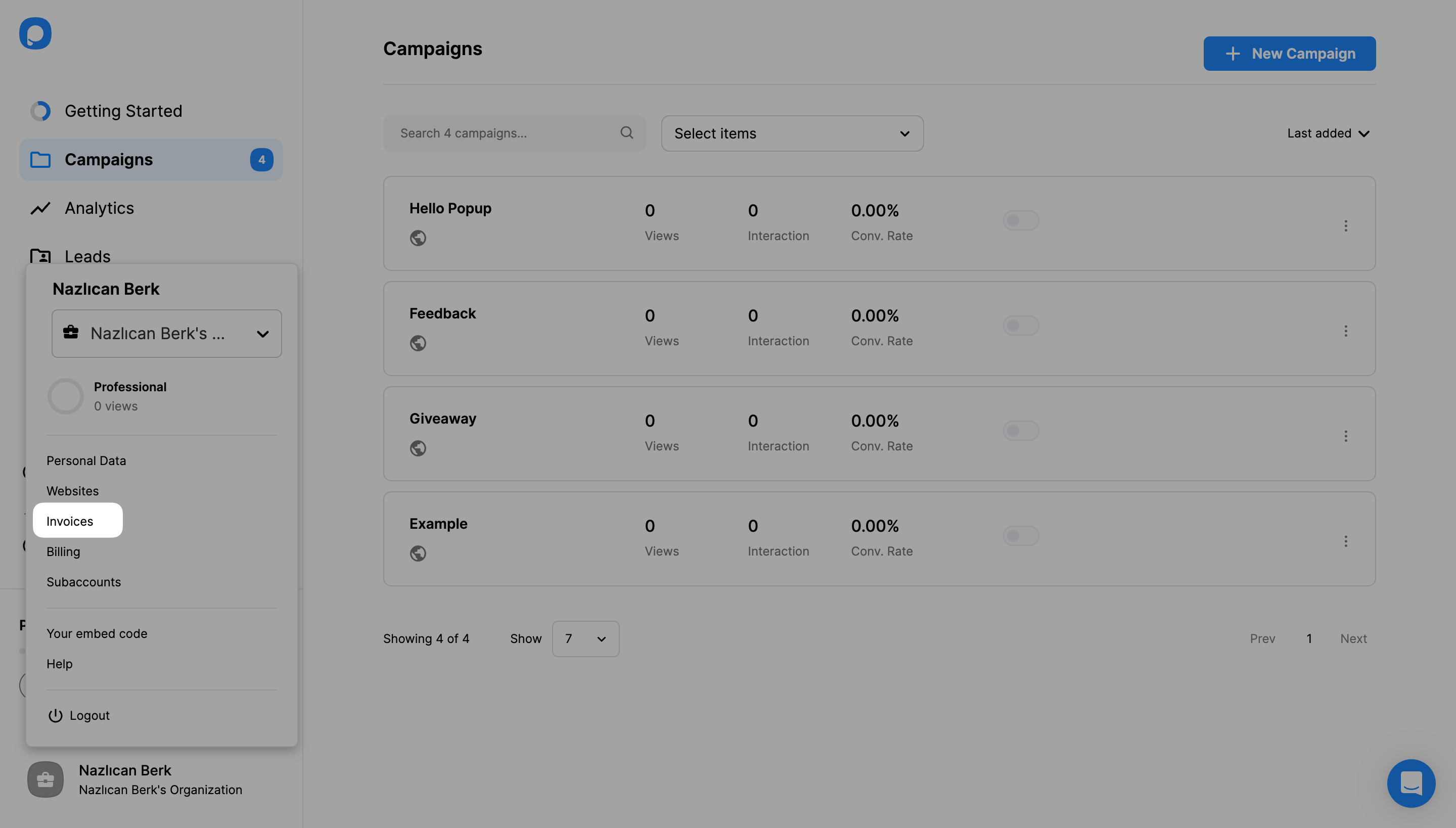hesapta faturalar butonu