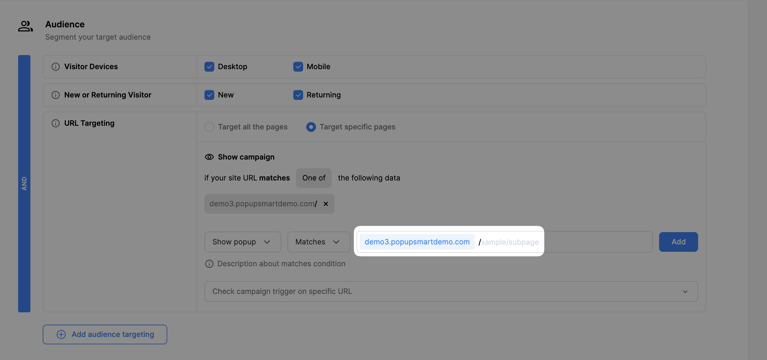 URL hedefleme veya ana sayfa