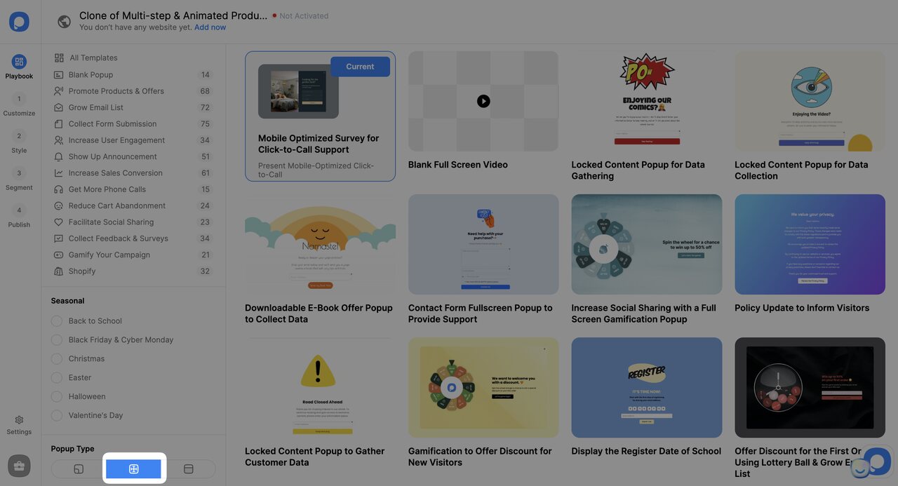 Playbook'ta tam ekran popup seçme
