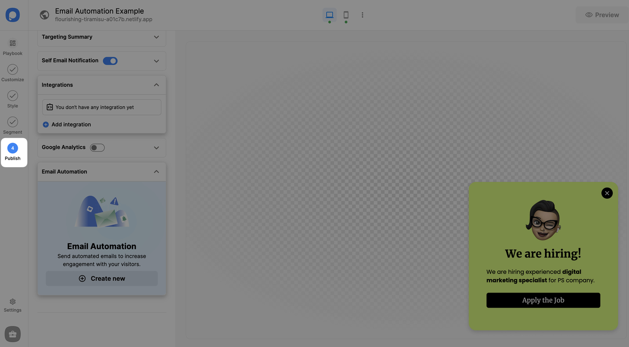 panelin yayınlama adımı