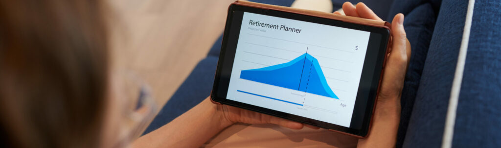 Woman Checking Retirement Planner