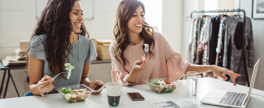 Extend Your Returns: two business owners having lunch