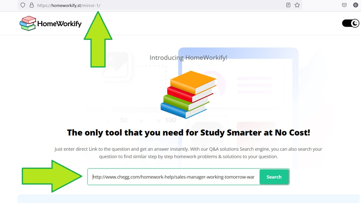 Screenshot of the Homeworkify website on a laptop or tablet screen