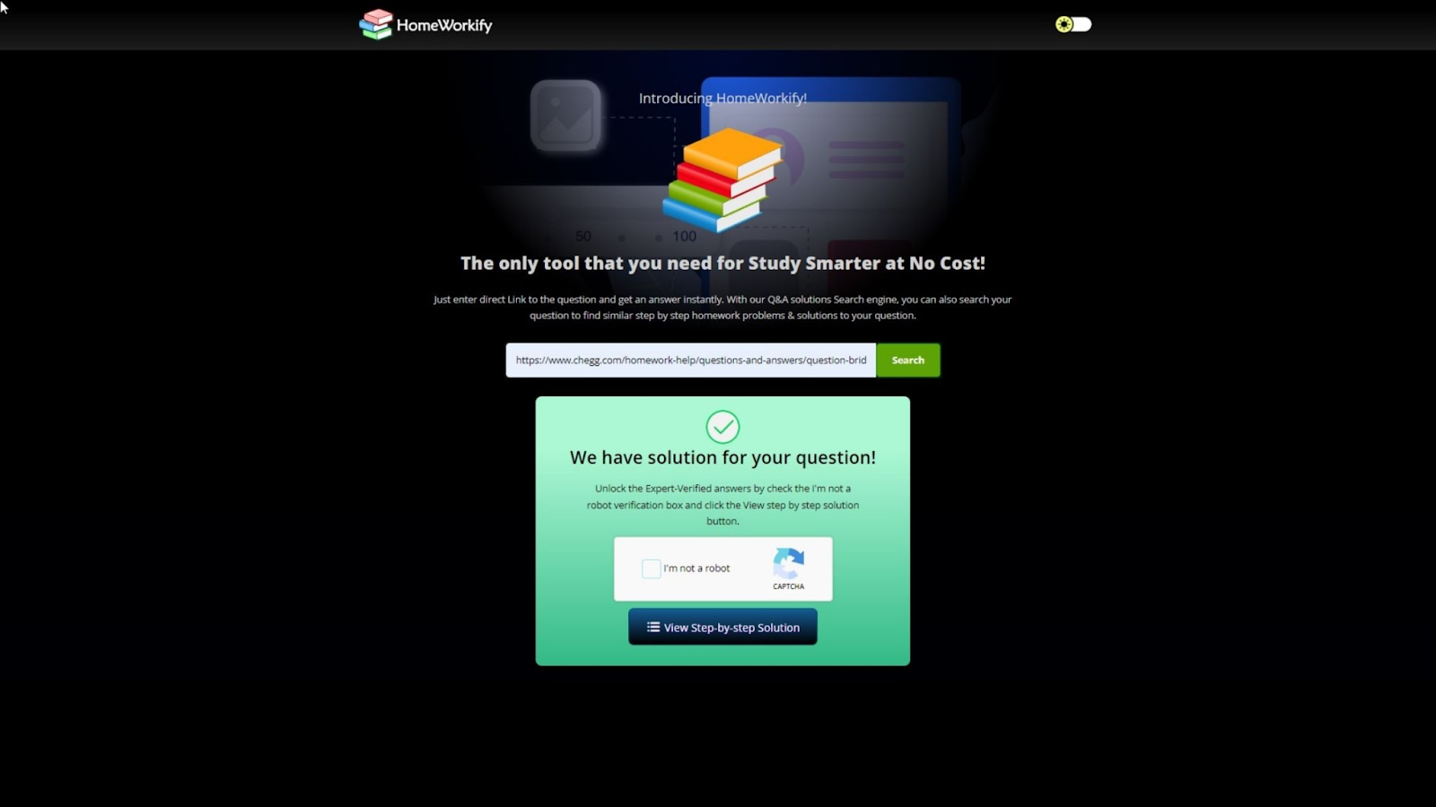 Screenshot of the Homeworkify website interface on a laptop screen
