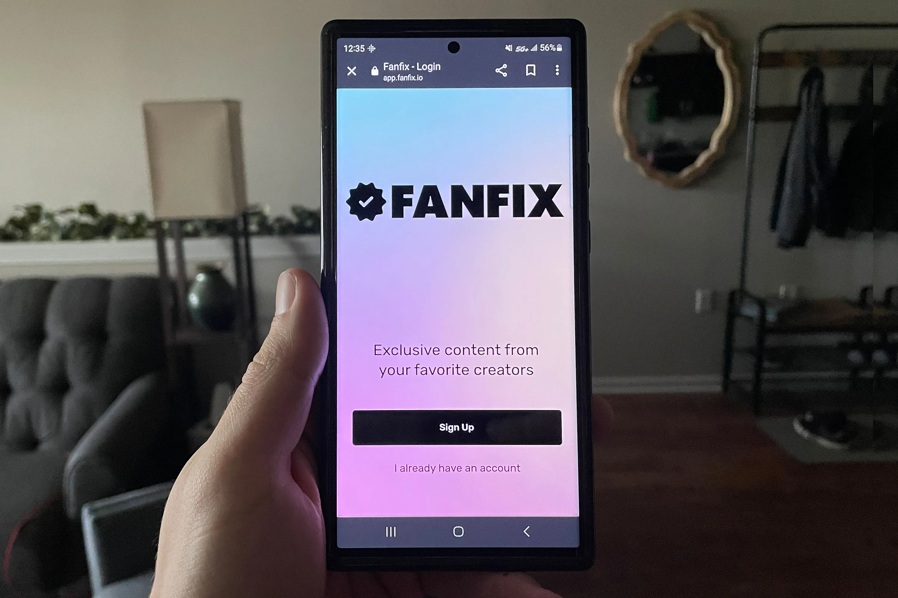 Fanflix app interface landing page.